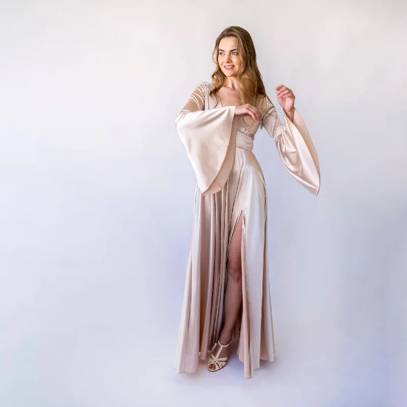 Today’s Deal Champagne Silky Satin Dress #1454