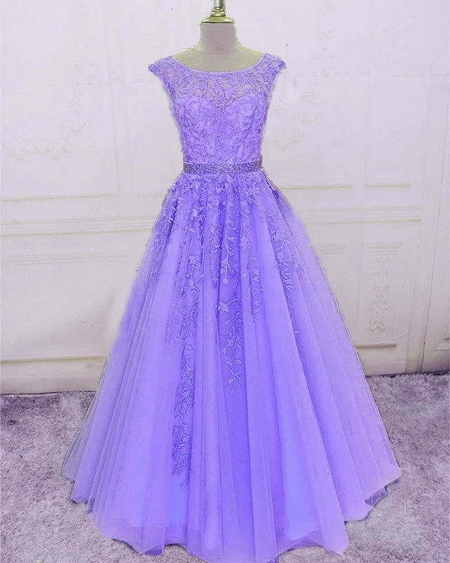 New Deals Modest Prom Dresses Cap Sleeves Lace Embroidery