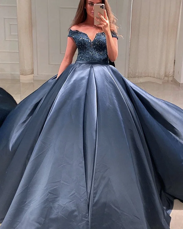 Overstock Sale Ball Gown Quinceanera Dresses Lace Beaded Off Shoulder