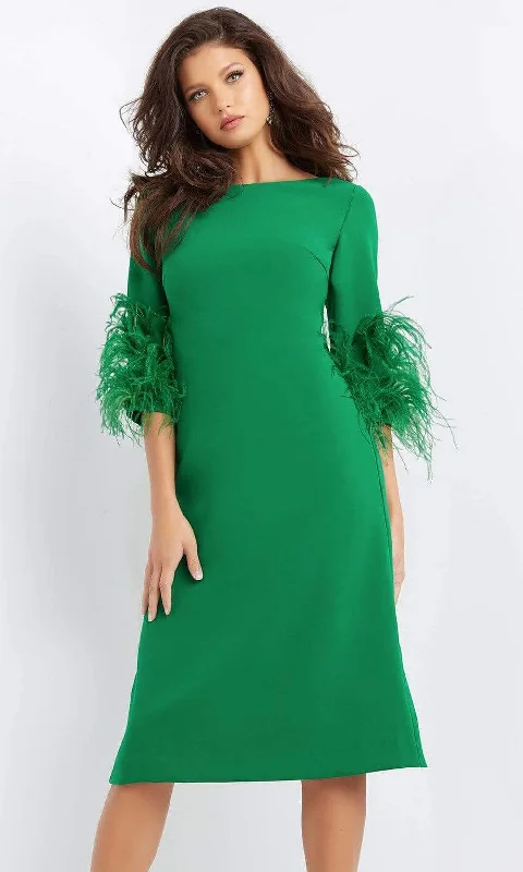 Sale Event Jovani - 07341 Feather Fringed Quarter Sleeve Dress