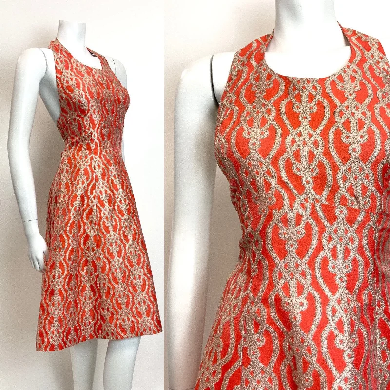 Discount Deals VINTAGE 60s 70s ORANGE GOLD PSYCHEDELIC TRELLIS DISCO STUDIO 54 HALTER DRESS 8 Discount Deals VINTAGE 60s 70s ORANGE GOLD PSYCHEDELIC TRELLIS DISCO STUDIO 54 HALTER DRESS 8