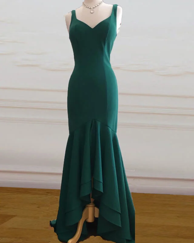 Discount Deals Mermaid Emerald Green Asymmetrical Dress