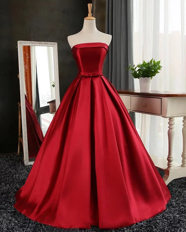 Season Finale Sale Strapless Prom Dresses Satin Ball Gown Corset Back