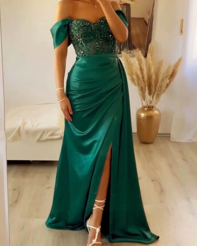 Limited Availability Mermaid Emerald Green Satin Corset Dress