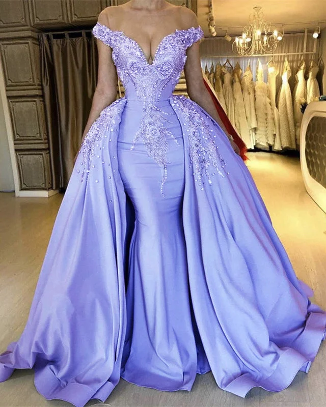 Final Markdown Mermaid Evening Dresses Embroidery Beaded Off Shoulder