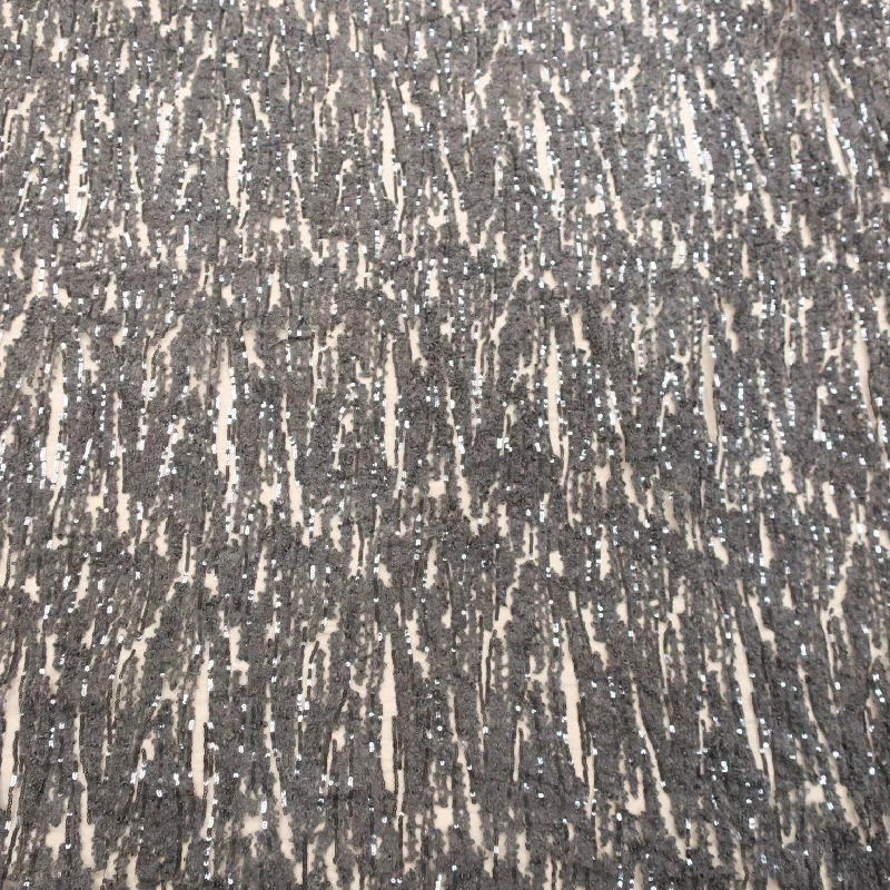 Savings Galore Black with Sequins Abstract Pattern Embroidered Tulle Fabric
