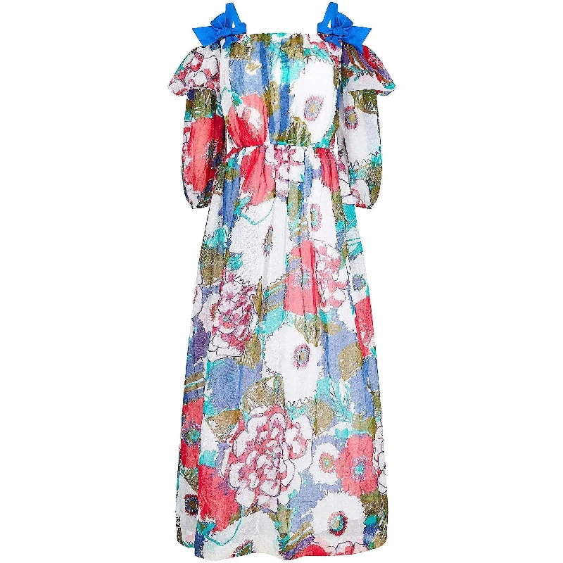Low Prices 1980s Donald Campbell Printed Floral Cotton Organdy Maxi Dress