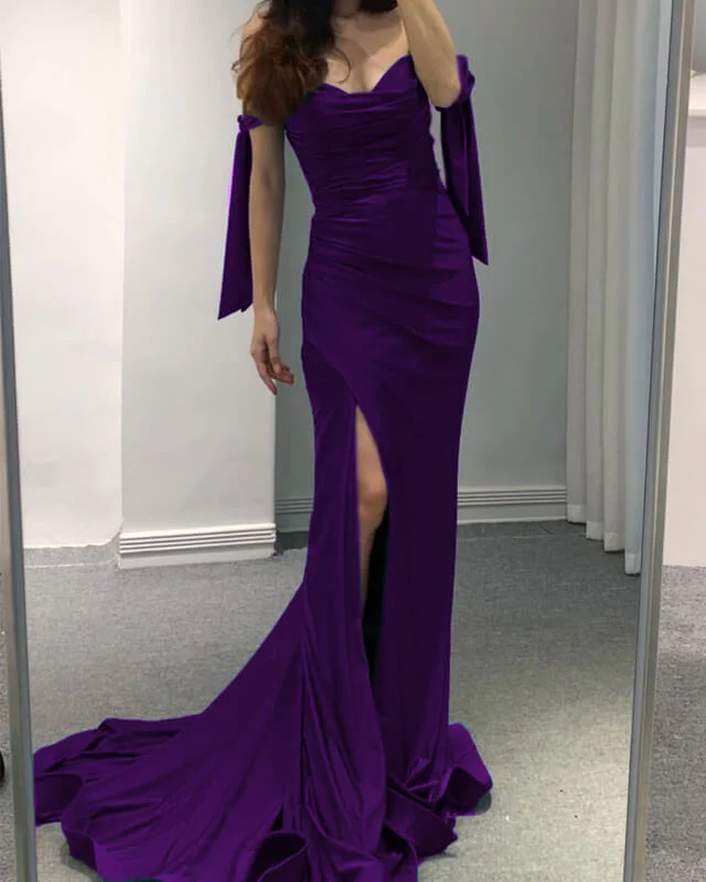 Super Sale Mermaid Dark Purple Slit Dress