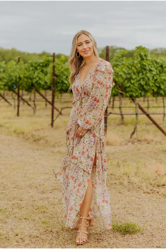 Deal Mania Pia Long Sleeve Maxi Dress