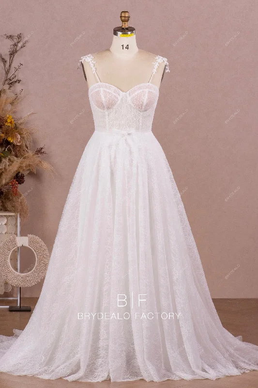 Factory Direct Sale Illusion Lace Corset Sweetheart Neck Wholesale A-line Wedding Dress
