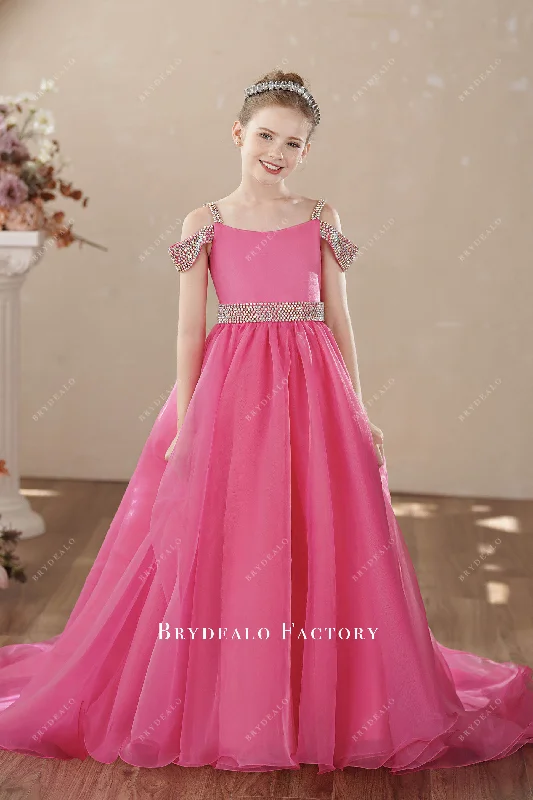 Markdown Madness Ready To Ship | Hot Pink Rhinestone Cold Shoulder Puffy Princess Gown