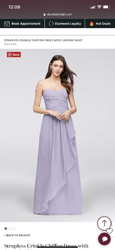 Mega Deal David's Bridal Strapless Crinkle Chiffon Dress with Cascade Skirt