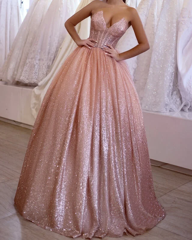 Mega Deal V-Neck Corset Ball Gown Sparkly Dress