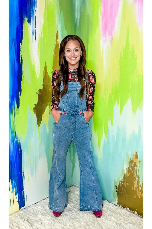 Members Only Flare Denim Overalls