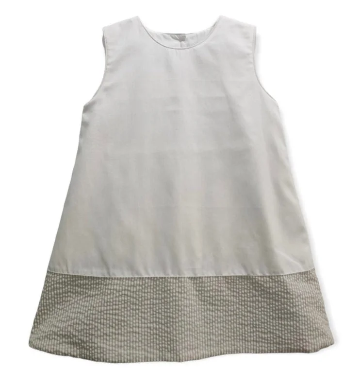 Weekend Deal White & Khaki A Line Dress