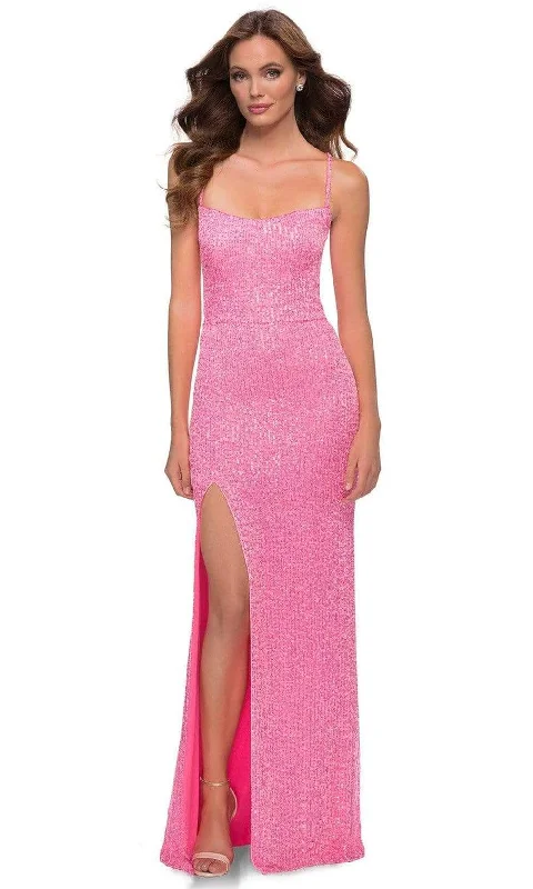 Final Markdown La Femme - 29986 Spaghetti Strappy Open Back Long Dress