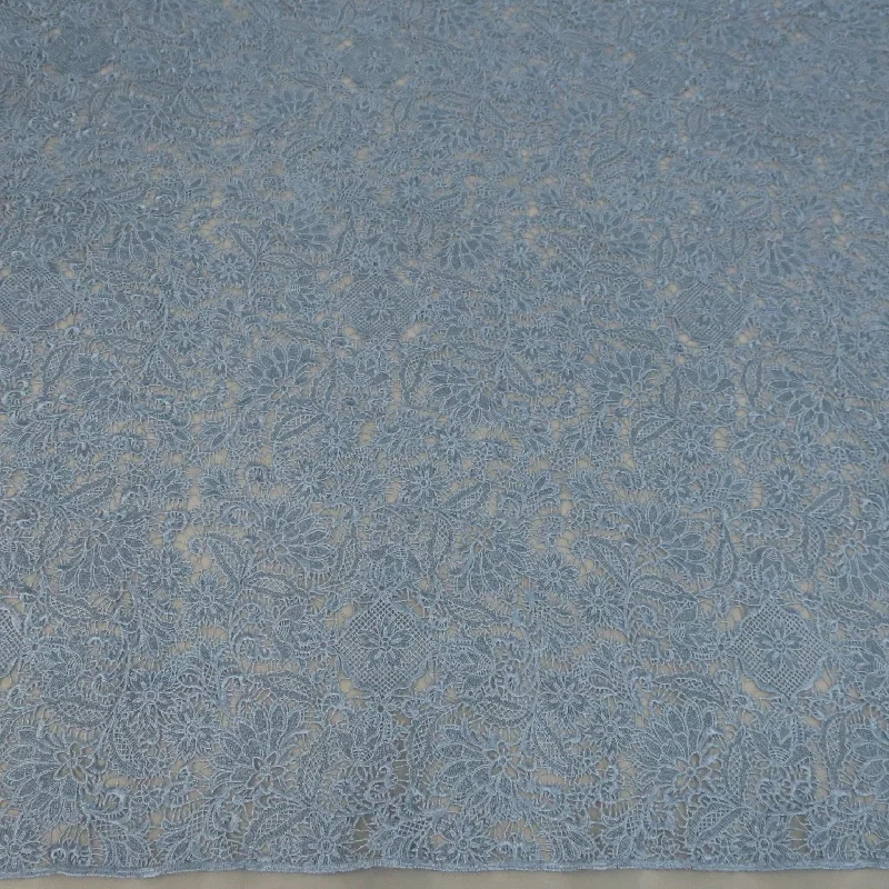 Overstock Sale Grey Tulle with Heavy Floral Embroidery Fabric