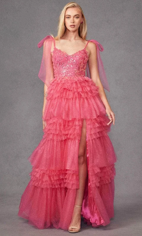 Bargain Blast Juliet Dresses JT2465A - Bow Straps Ruffled A-Line Prom Gown