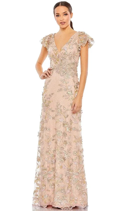 Flash Deals Mac Duggal 68192 - Flutter Sleeve Appliqued Evening Gown