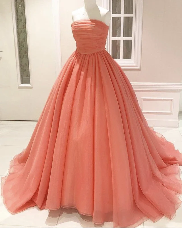 Savings Spectacular Pleated Tulle Bow Back Ball Gown Dresses Strapless