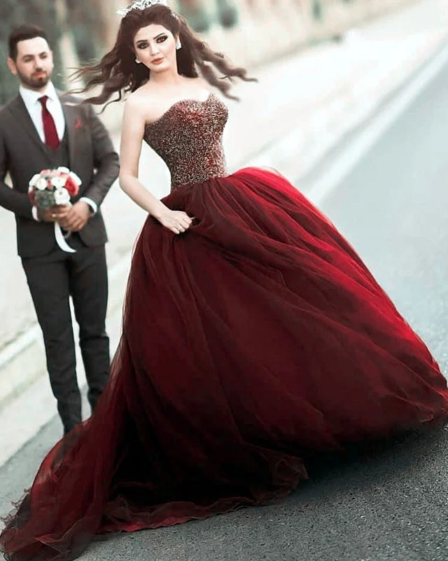 Instant Discount Strapless Bodice Corset Ball Gown Beaded Dresses