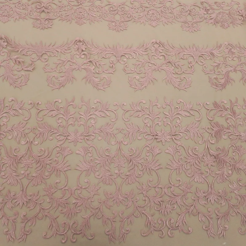 Price Reduction Blush Arabesque Embroidered Tulle Fabric