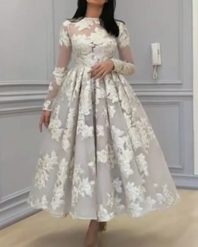 Deal of the Week Ivory Ball Gown Lace Long Sleeves Dresses