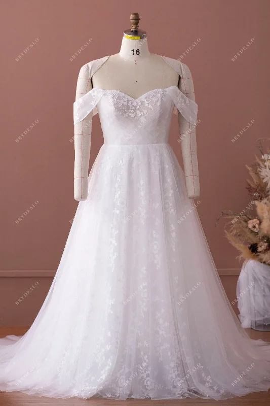 Take Advantage Plus Size Romantic Lace Off Shoulder Tulle Wedding Dress