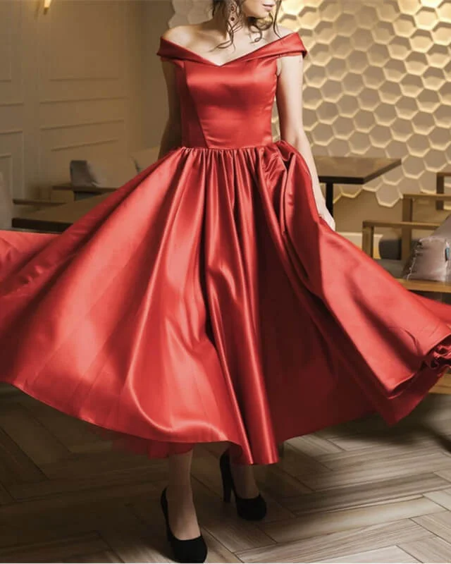Buy More, Save More Red Midi Off The Shoulder Dress