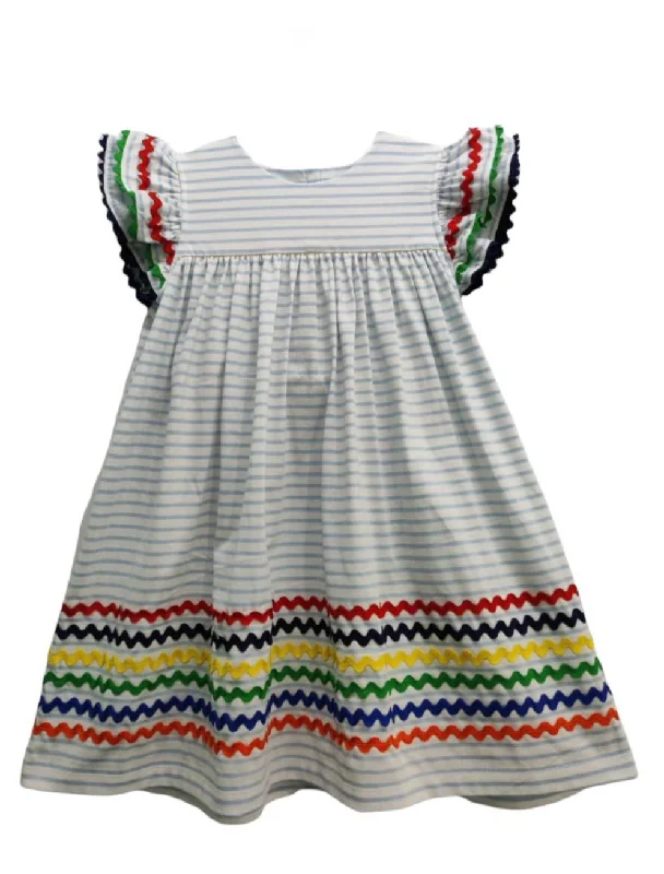Massive Deals Blue Stripe A/S Ric Rac Dress