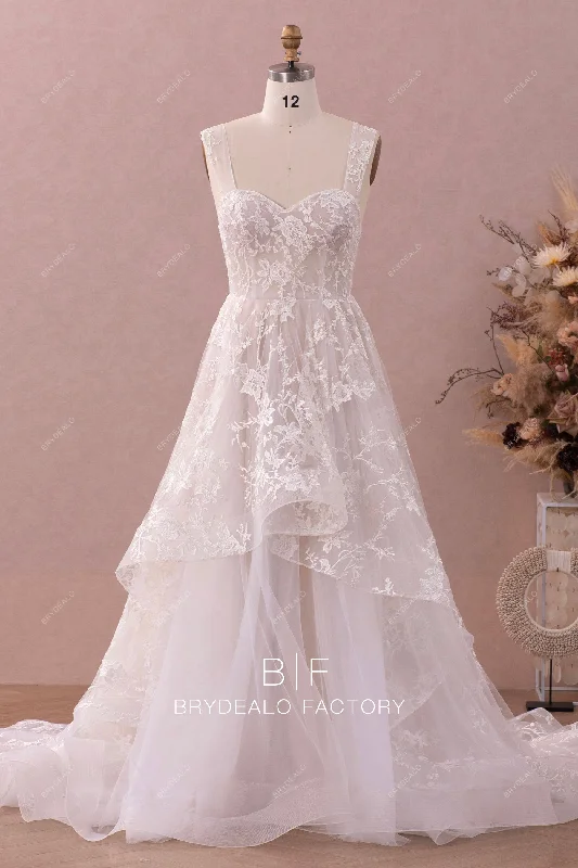 Best Bargains Asymmetrical High-low Lace Wholesale Illusion Wedding Dress