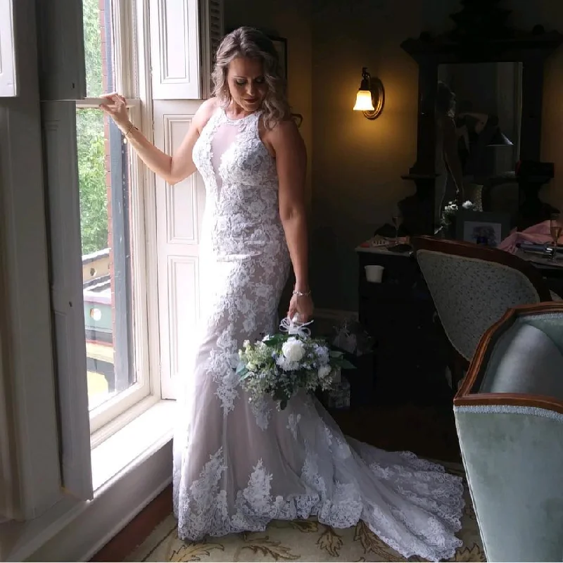 Special Offer David's Bridal Galina Signature Illusion Keyhole Applique We