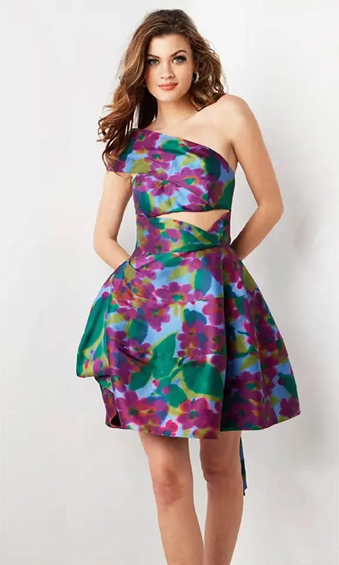 Best Seller Jovani 34408 - One-Sleeve Cut-Out Detailed Cocktail Dress