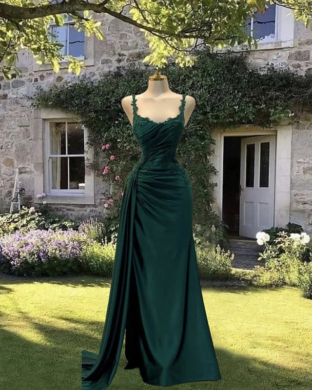 Bargain Prices Mermaid Appliques V Neck Satin Dress