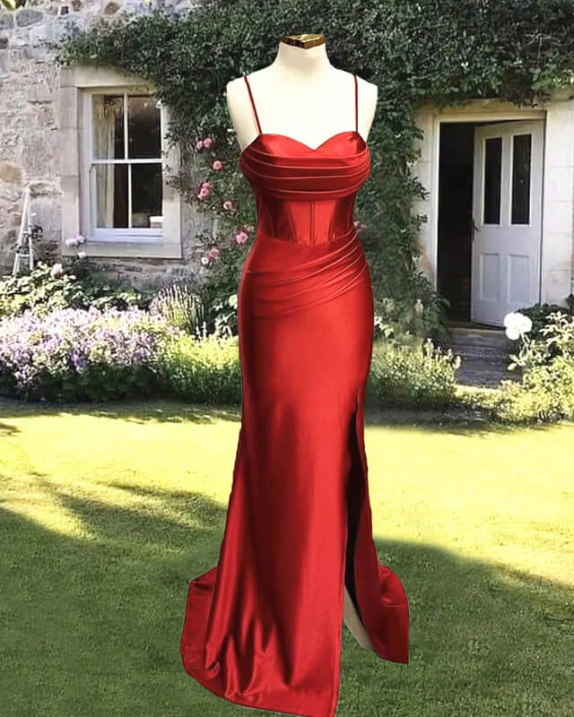 Flash Sale Mermaid Rust Orange Satin Dress