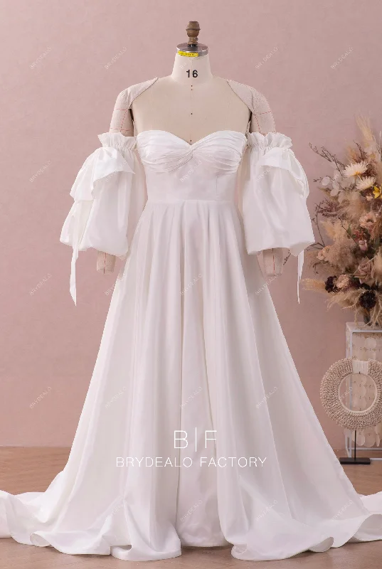 Sneak Peek Sale Plus Size Bubble Sleeve Sweetheart Taffeta Wedding Dress