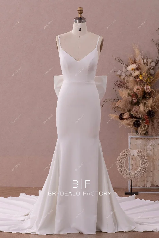 Best Bargains Spaghetti Straps Simple Wholesale Crepe Mermaid Bridal Gown