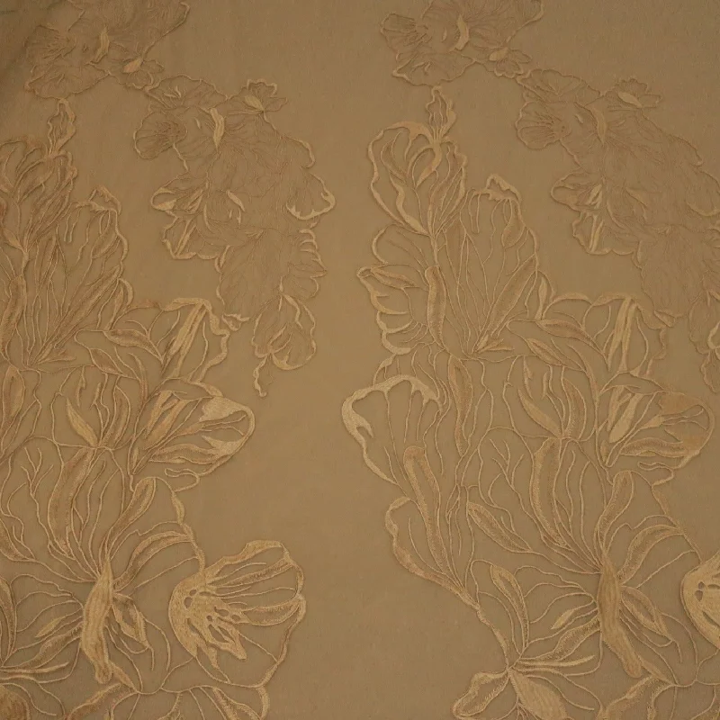 Shop and Save Nude Floral Embroidered Tulle Fabric