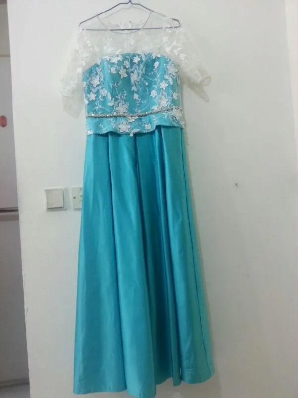 Mega Sale Other Turquoise gown with lace and crystal belt