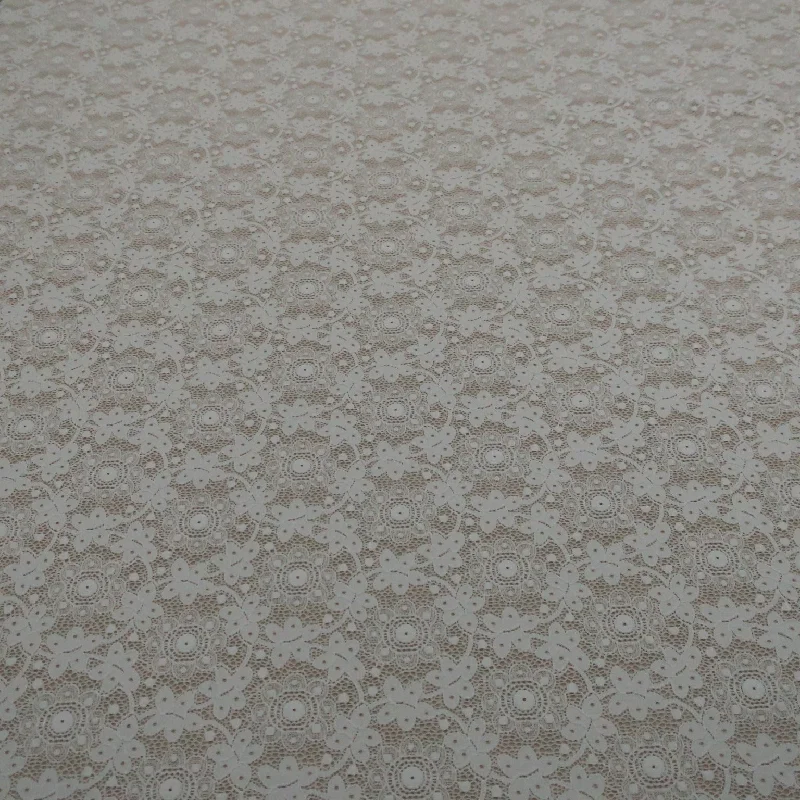 Amazing Deals White Stretch Lace with Floral  Design Embroidered Fabric