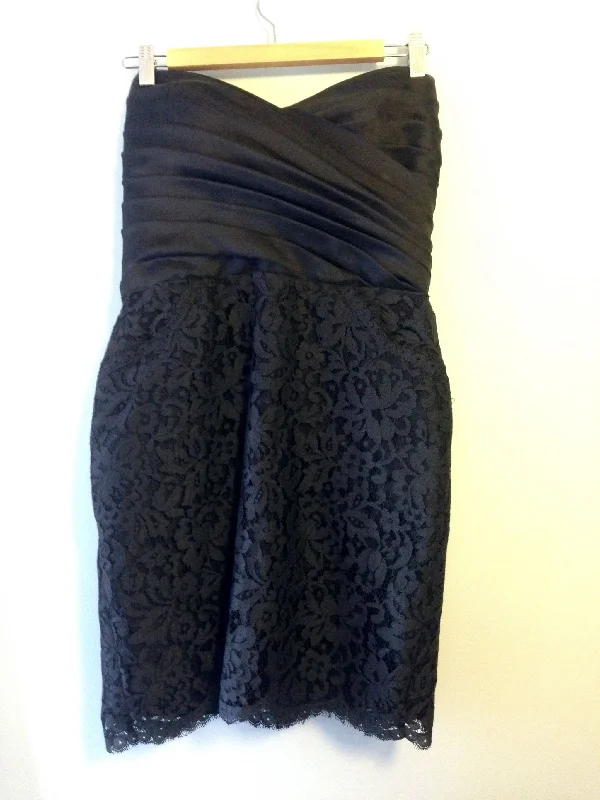 Special Discount Lazaro Noir by Lazaro Organza and Lace Mini Dress Style 3