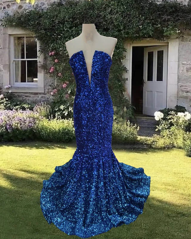 Sale Event Mermaid Strapless Velvet Sequin Dress
