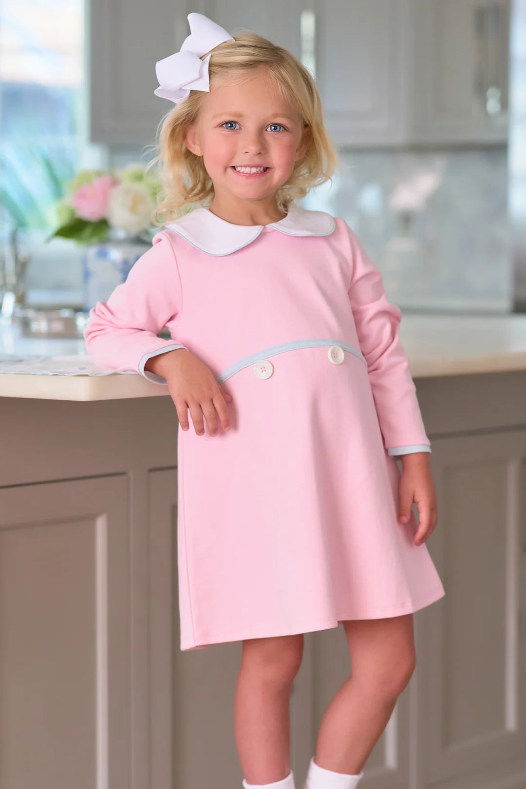 Year-End Sale Lindy’s Lunch Dress - Pima, Palm Beach Pink/Worth Avenue White/Beale Street Blue