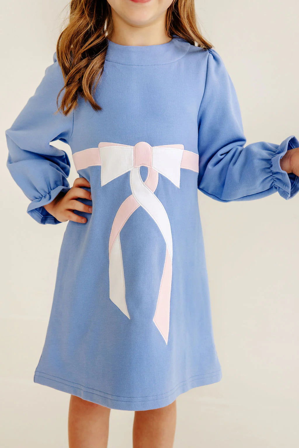 Mega Sale Eliza's Applique Dress Barbados Blue with Palm Beach Pink & Worth Avenue White Bow