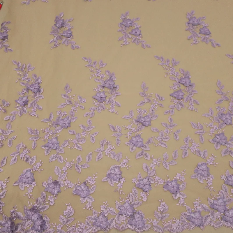 Price Slash Magenta Floral 3D High Relief Embroidery Tulle Fabric