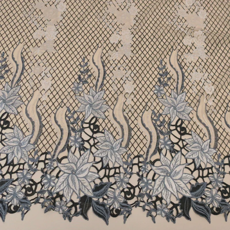 Today’s Deal Nude Tulle with Gold Black and Silver Floral Embroidered Fabric