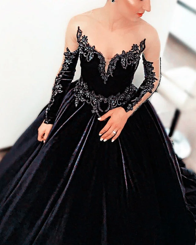 Today’s Special Velvet Ball Gown Long Sleeves Dresses For Winter Weddings