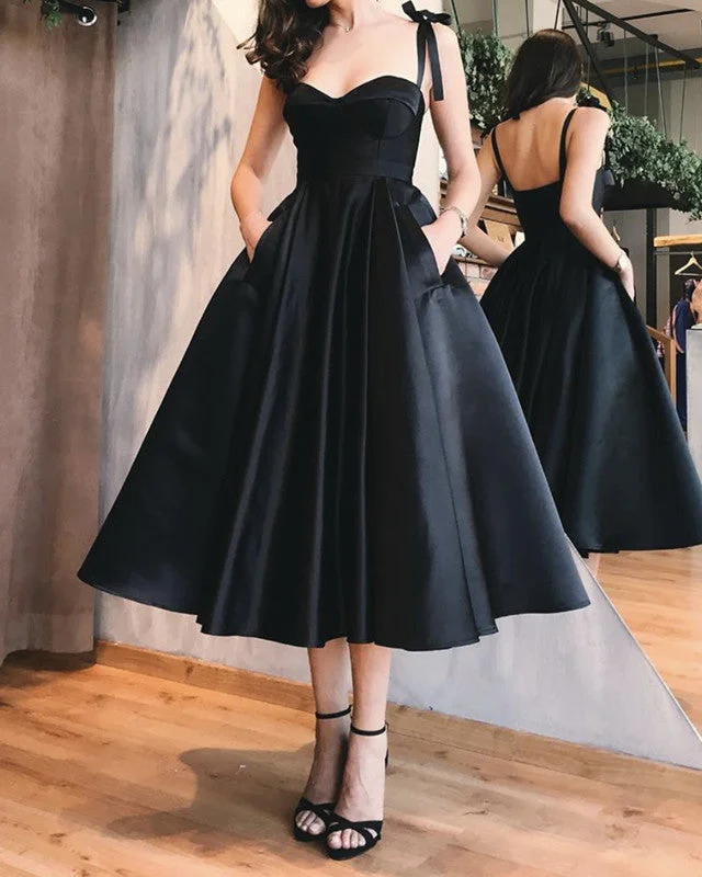 Limited Availability Tea Length Bridesmaid Dresses Sweetheart Corset With Pockets