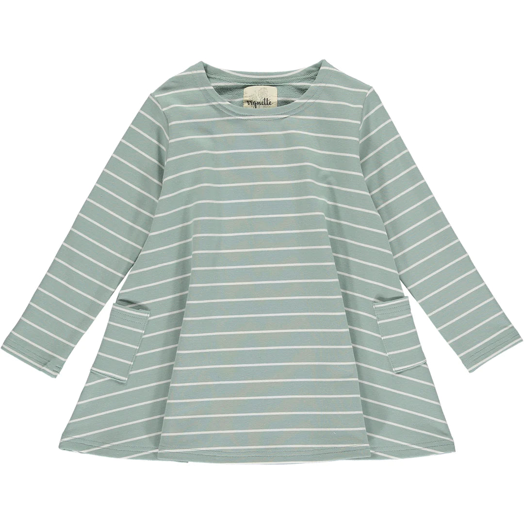 Price Blitz Leena Dress, Aqua Stripe