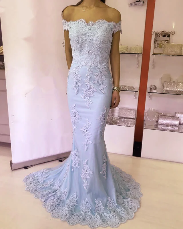 Deal Zone Mermaid Off-the-shoulder Lace Overlay Dress